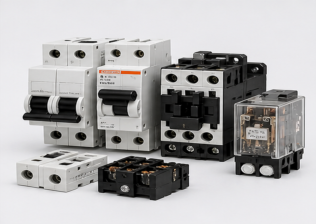 Circuit breakers, contactors, relays and industrial electrical components