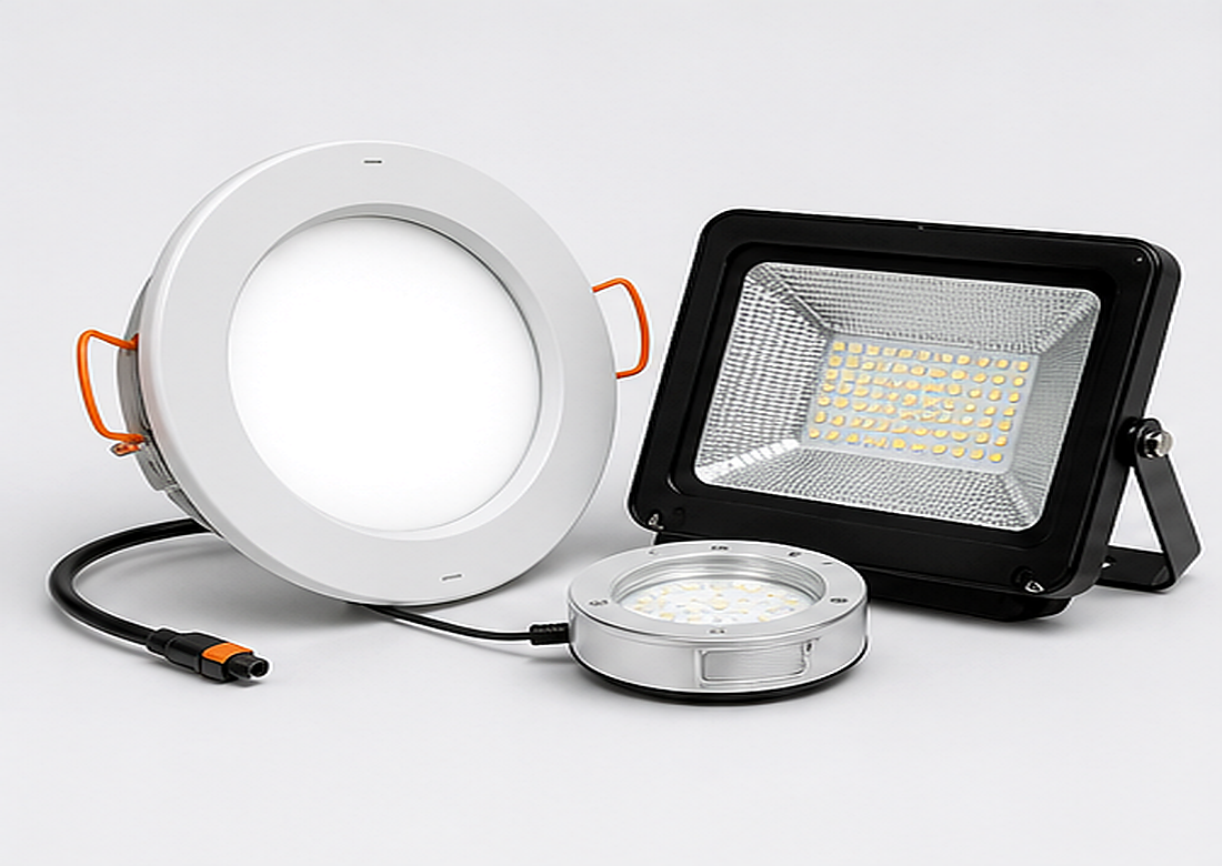 LED downlight, floodlight and lighting accessory products